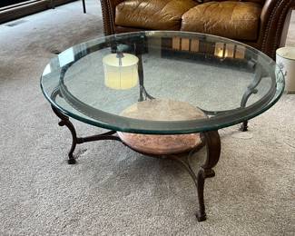 Charming glass top coffee table