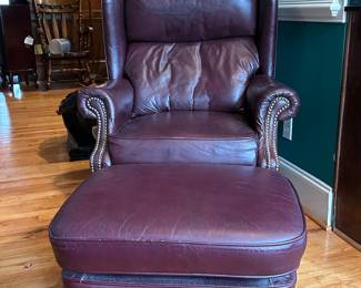 Leather chair and ottoman