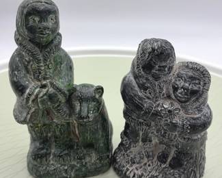 Canadian Soapstone Faith in a Man Mother  Child Sculpture  The Wolf