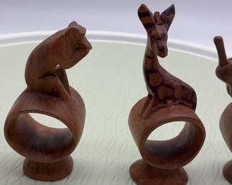 Set A Four Car Wooden African Safari AnimalSet a four card wooden African Safari animal napkin rings