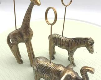 Photo or card holders animal shaped heavy Set of three decorative