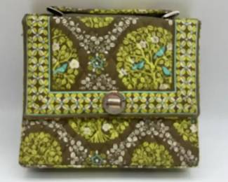 Vera Bradley Quilted Fabric Bag Green Brown Print