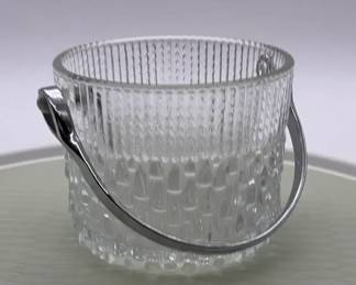 Teleflora Textured Glass Candle Holder or Ice Bucket with Metal Handle