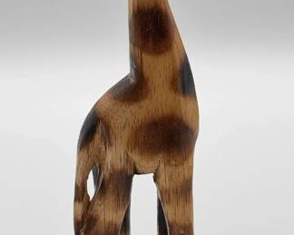 HandCarved Wooden Giraffe Figurine on Base