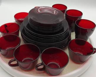 Vintage Anchor Hocking, Royal Ruby Red Dish Set 