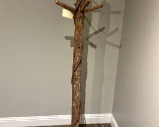 Faux wood hall tree