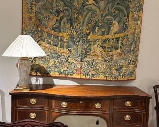 Walnut sideboard with inlay 
White Fine Furniture Co. with fitted center drawer. Very pretty!