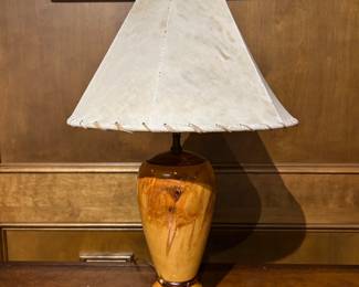 Turned wood lamp in apple wood