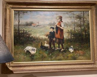 Dutch painting of children and ducks