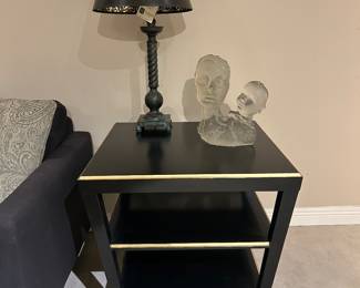 Attractive black with gold edge 3 tier end table 