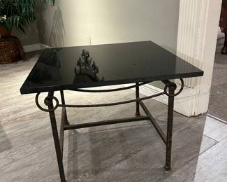 Wonderful scrolled iron base granite top end table 👏