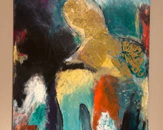 Vibrant colored abstract oil by local N.O. Artist