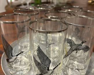 Set of vintage bird hi ball glasses 