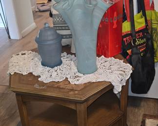 Octogon End Table - Canister - Large Vase