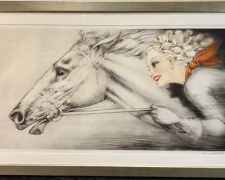 Rare original Louis ICART "Thoroughbreds" etching