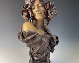 C.1890 Art Nouveau bust of a beauty by & signed Goldscheider