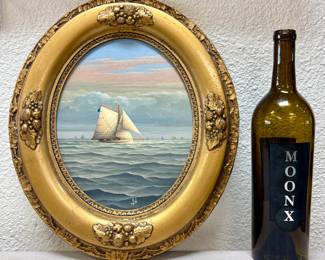 Fine oil on board of a "Sloop" by George Nemethy