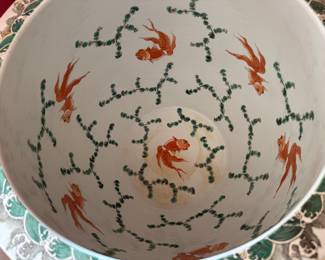 Yuet Tung China Works Vintage Chinese Porcelain Enamel Koi Fish Bowl Planter