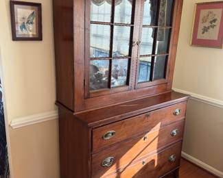 Antique 2 Door / 3 Tiered / 3 Drawer Mahogany Buffet (49-1/2"W x 81-1/2"H x 21"D)