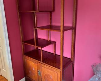 Vintage Rosewood 2 Door/ 1 Drawer / 3 Tier Display Cabinet (45-1/2"H x 16"D x 40"W)
