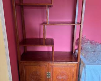 Vintage Rosewood 2 Door/ 1 Drawer / 3 Tier Display Cabinet (45-1/2"H x 16"D x 40"W)