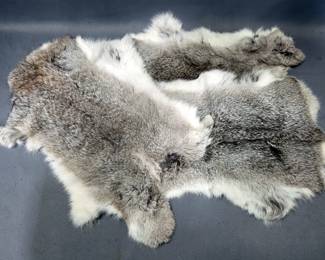 Rabbit Pelts, Qty 3, One Real And Two Faux 