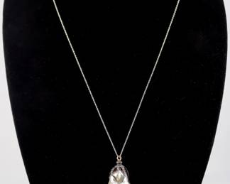 GIA Natural Pearl Diamond Gold Necklace