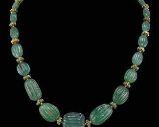 Indian GIA Natural Emerald Beaded