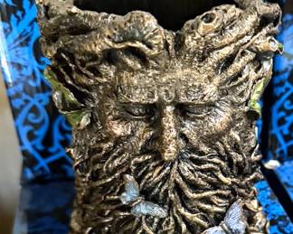 New in box figures (multiples of most) from Top Collection + Studio Collection: Alphonse Mucha “Awakening” fairy/goddess, Green Man pencil holders, Green Woman small box, duck/frog/turtles on stoneware bowls