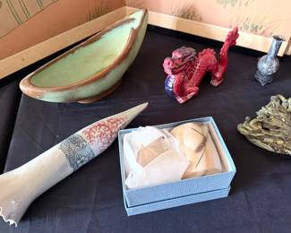 Assorted art, including Frankoma bowl