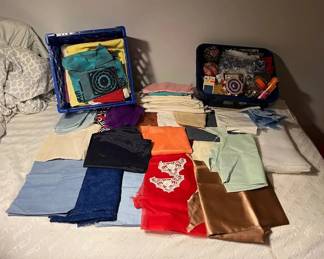 PPM127 Mystery Sewing Notions & Vintage Fabric Lot