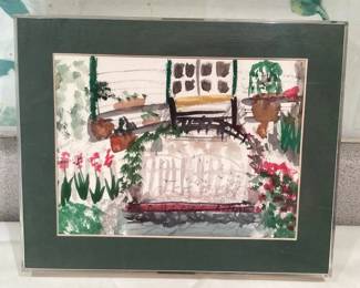 PPM133 Framed Original Scenic Watercolor Painting 