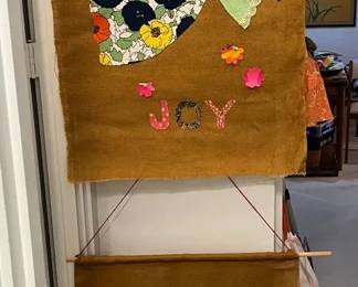 PPM124 Two Vintage Angel On Burlap Wall Hangings