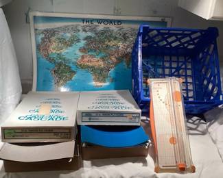 PPM131 Plastic Storage Crate, Paper Cutter, Hanging Folders & Map