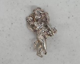 Sterling Cherub Figural Pin