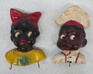 Black Americana Chalkware Wall Hooks