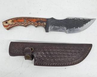Hand-Forged Knife with Leather Sheath