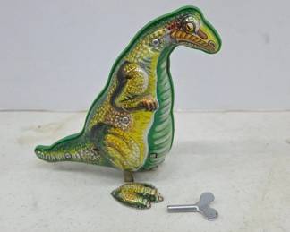 Tin Wind-Up Dinosaur Toy with Key
