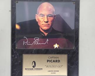 Star Trek Captain Picard Autographed Plaque