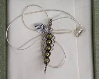 Sterling Peas in a Pod Pendant Necklace