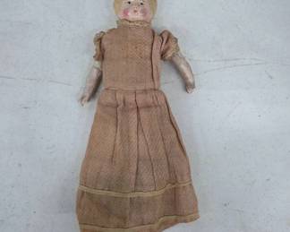 Antique Cloth Doll With Painted Face and Dress
