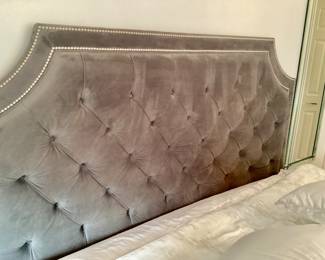 Tufted Grey King Headboard