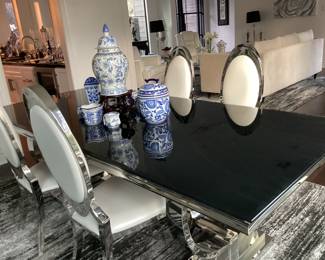 Dining room table with 6 chairs (2) not shown