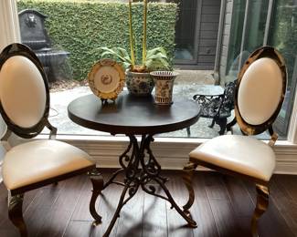 StoneTable top with scroll Metal base (no chairs)