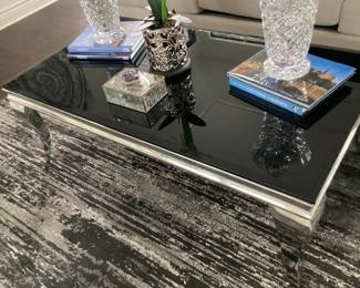Black glass with chrome coffee table