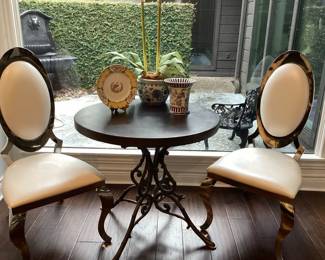 StoneTable top with scroll Metal base (no chairs)