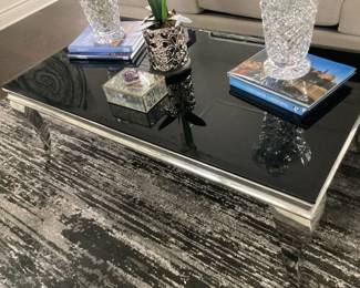 Black glass with chrome coffee table