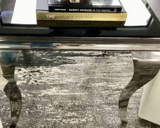 (2) Side Tables W/Black Glass & Chrome base