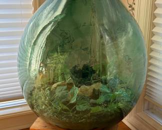 Approximately 24” Large Green Glass Floor Vase 