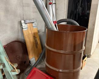 Large Oil Barrel Drum w/ Lid • Nice VTG Roll-Over Automotive Mechanics Creeper 